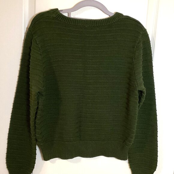 Princess Highway Women's Olive Green Cropped Knit Sweater Size 14 Crew Neck - Picture 6 of 9